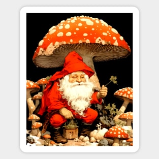 Santa: Santa is a Mushroom (Amanita Muscaria Mushroom) on a dark (Knocked Out) background Magnet